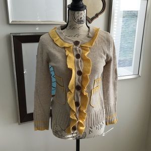 Marc Jacobs Yellow Wool Ruffle Cardigan